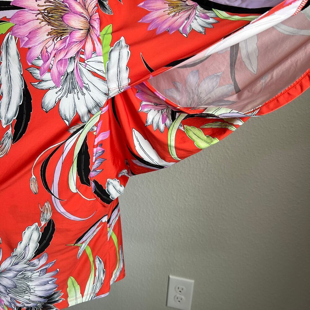 Trina Turk Shangri La Red Floral Tunic Swim Cover Up Women's M Stretch Mini - Picture 4 of 8